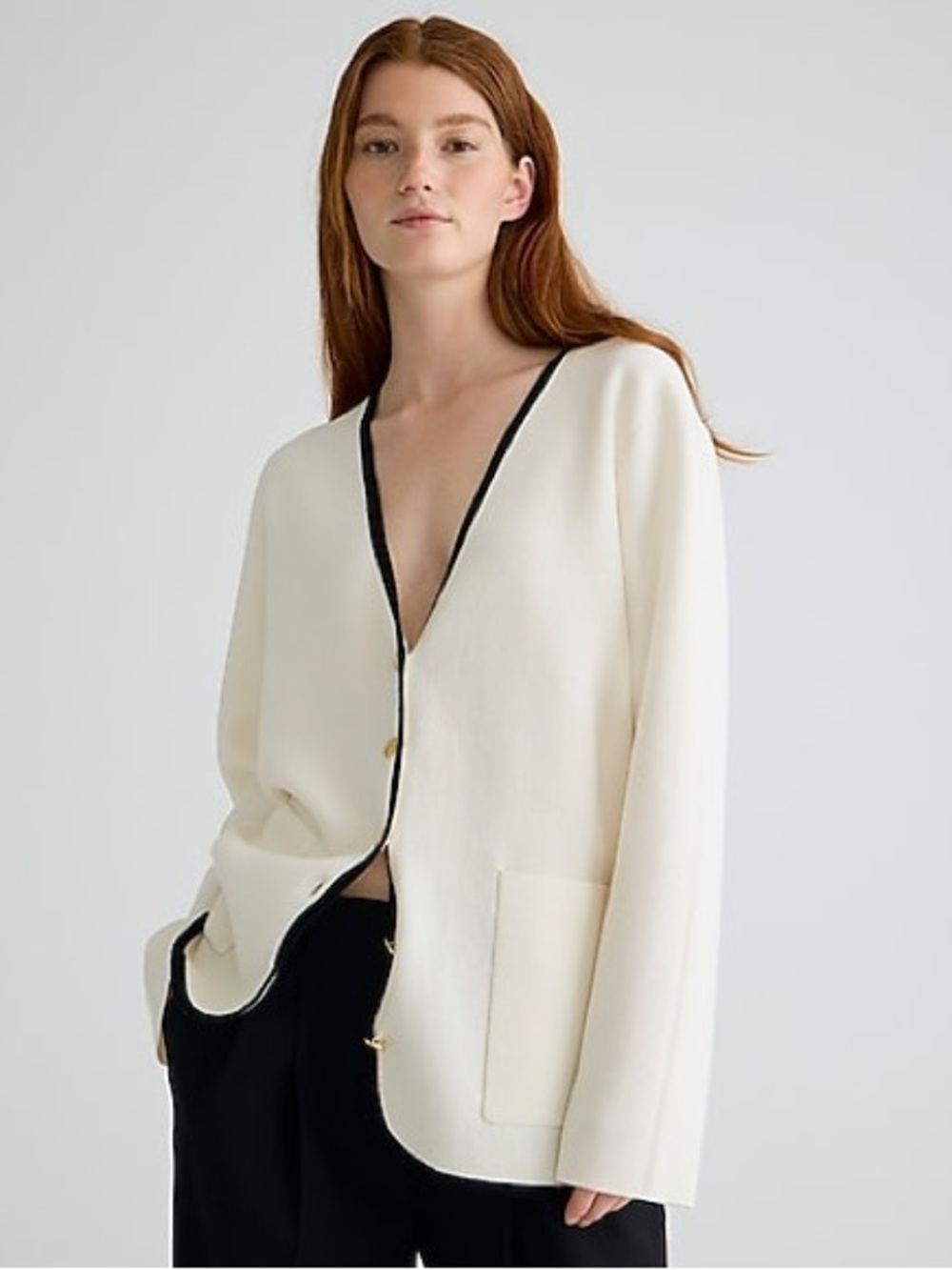 J Crew Giselle V-neck sweater blazer with contrast trim in women’s Medium